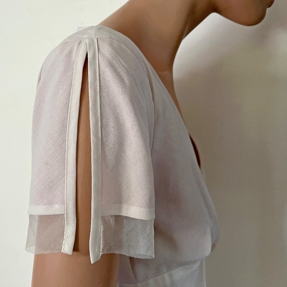 sweet little cream v-neck date dress mini cotton 2 - Picture 7 of 10